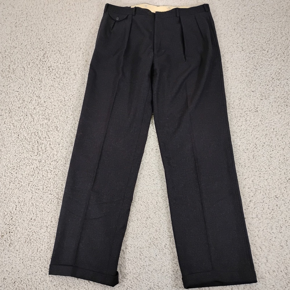 Vintage Polo Ralph Lauren Pants 38x32 Wool Trousers Black Coin Suspender 70s 80s